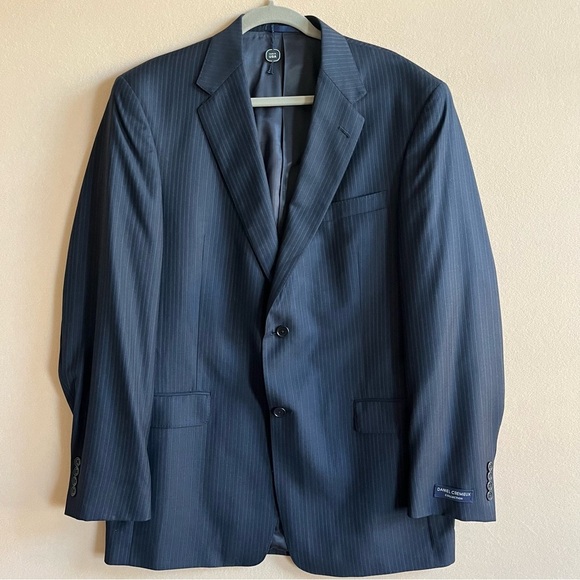 Loro Piana Daniel Cremieux Navy Stripe Suit Jacket Blazer Size 42L